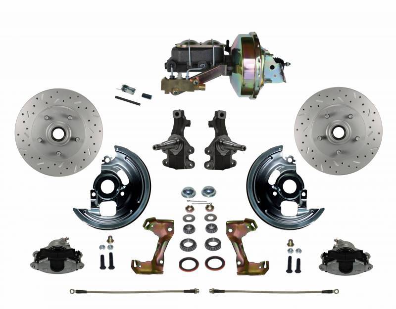 Brake Conversion Kit - DBK1003E1A1X - 64-72 GM A/68-74 X/67-69 F Body Leed Power Front Disc Brake Kit (D&S; 2" Drop) - Kanter Auto